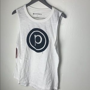 Pure Barre white logo tank top size large